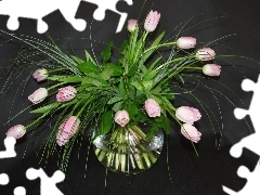 Wazonik, Szklany, Białoróżowe, Tulipany