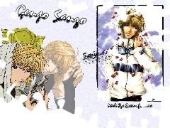 liście, pistolet, Saiyuki, ludzie