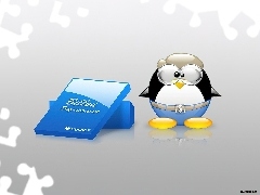 okulary, grafika, pingwin, Linux