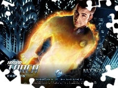 Chris Evans, wieżowce, Fantastic Four 1, płomienie