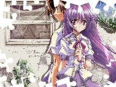 okno, kwiaty, Iriya In The Sky Summer Of Ufo, ludzie