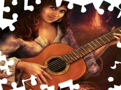 Gitara, Ognisko, Dziewczyna