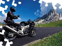Widoki, Góry, Motocyklista, Motor