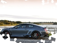 Bentley GT, Ogrodzenie, Samochód, Droga, Tuning, Jezioro