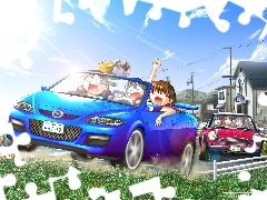 samochody, ludzie, Azumanga Daioh