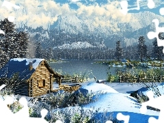 Zima, Domek, Góry, Las