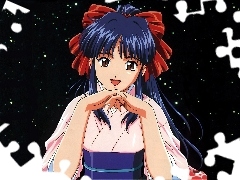 długie włosy, brązowe oczy, Sakura Wars