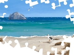 Mewy, Wydmy, Morze, Plaża