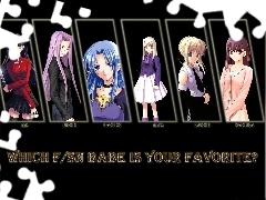zdjęcia, ramki, Fate Stay Night, napis, dziewczyny