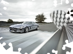Wyścigowy, Tor, Mercedes Benz SLS, Flaga