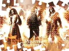 Orlando Bloom, Keira Knightley, ogień, Johnny Depp, Piraci Z Karaibów