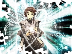 szary strój, brązowe włosy, Serial Experiments Lain