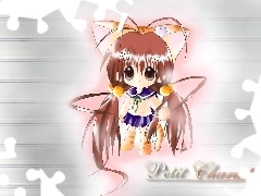 napis, włosy, Digi Charat, mundurek, kokarda
