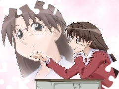 okulary, kobieta, Azumanga Daioh, twarz