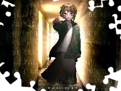 długa spódnica, krótkie włosy, Serial Experiments Lain