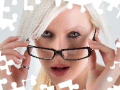 Makijaż, Okulary, Blondynka