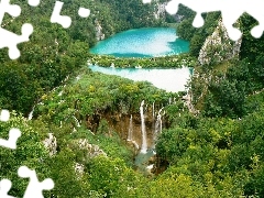 Chorwacja, Plitvice, Wodospad, Drzewa