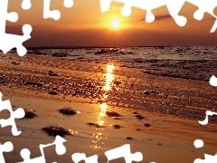 Morze, Zachód Słońca, Plaża