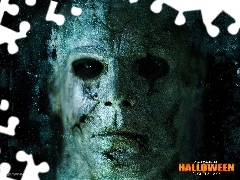 zombie, twarz, Halloween