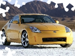 Żółty, Góry, Nissan 350Z Coupe