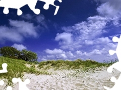 Niebo, Wydmy, Plaża, Piasek