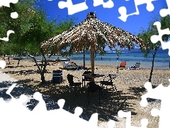 Wakacje, Parasol, Morze, Plaża