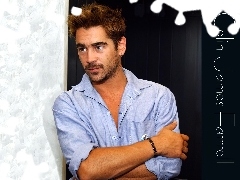 blond włosy, błękitna koszula, Colin Farrell