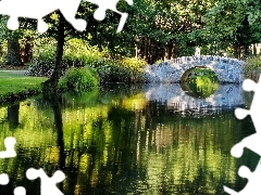 Mostek, Kamienny, Park, Rzeka
