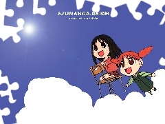 dziewczyny, krzesło, Azumanga Daioh