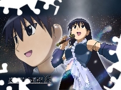 twarz, mikrofon, Azumanga Ff, dziewczyna