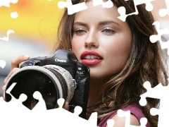 Fotograficzny, Aparat, Kobieta, Makijaż