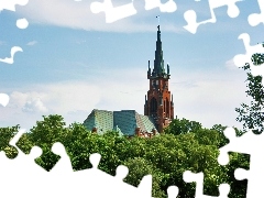 Kościół, Drzewa, Wieża