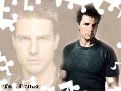 twarz, czarny t-shirt, Tom Cruise