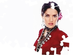 Naszyjniki, Bluzka, Salma Hayek, Czerwona