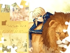 lew, kobieta, Fate Stay Night, kąpiel, zdjęcia