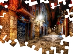 Hiszpania, Barcelona, Uliczka, Noc