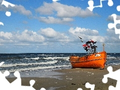 Plaża, Kuter, Morze