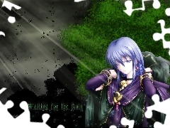 kobieta, krzaki, Fate Stay Night, napis