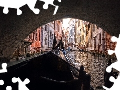 Gondola, Rzeka, Wenecja, Domy