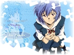 rei, kobieta, Neon Genesis Evangelion, okulary