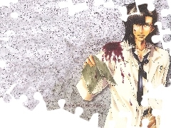 krawat, książka, Saiyuki, krew