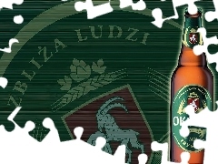 Butelka, Jasne, Piwo, Logo, Okocim