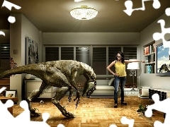 Dinozaur, Telewizor, Kobieta