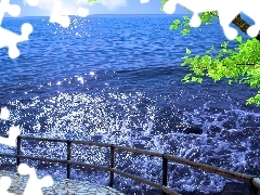 Balustrada, Drzewo, Ocean