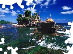 Domki, Ocean, Bali, Ludzie, Wyspa
