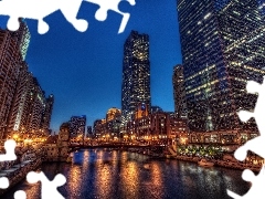Miasto, Chicago, Oświetlone