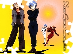 postacie, napis, Neon Genesis Evangelion