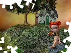 Fantasy, 3D, Mały, Elf
