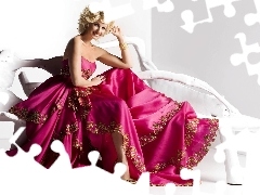 Suknia, Różowa, Faith Hill, Blondynka