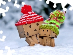 Włóczkowe, Danbo, Zima, Czapki, Śnieg